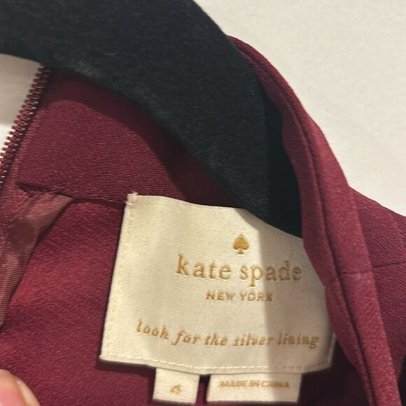 NWOT Kate Spade Crepe Ruffle Sleeve Burgundy Shift Dress Size 4 - Picture 6 of 8